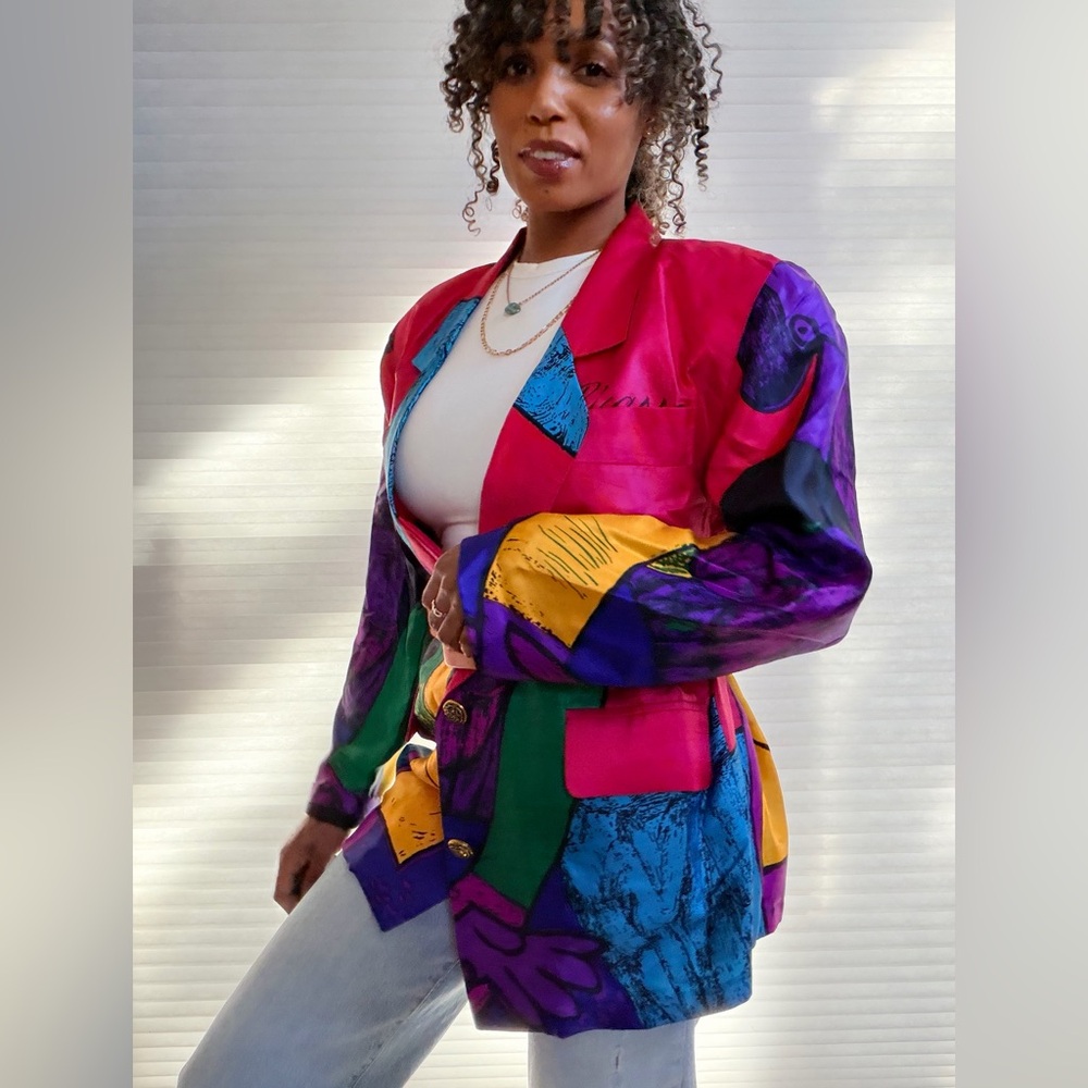 Vintage Picasso Print Silk Blazer - Picture 3 of 13